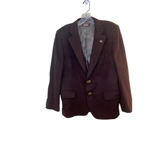 I Magnin Mens Blazer Sport Coat Dark Brown Elbow Patch Vintage Luxury Classic 42